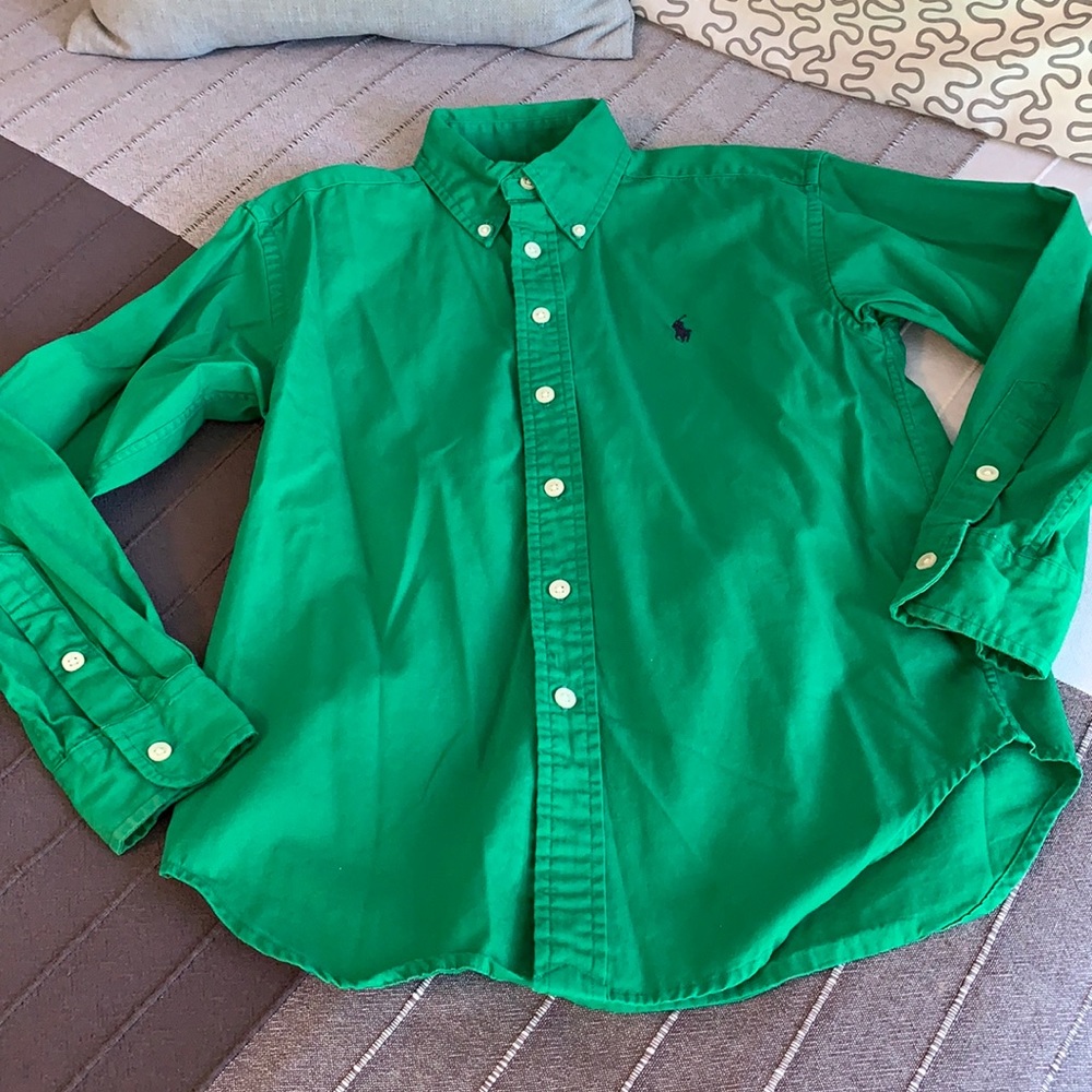 Boys Ralph Lauren S 8 10 Green Button Down Shirt